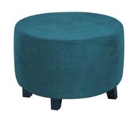 WWQQKJ Funda otomana Redonda elástica, Funda otomana de Lujo de Terciopelo de Spandex, for reposapiés de sillón for Sala de Estar(Lago BLU,S)
