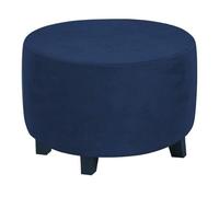 WWQQKJ Funda otomana Redonda elástica, Funda otomana de Lujo de Terciopelo de Spandex, for reposapiés de sillón for Sala de Estar(BLU Navy,S)