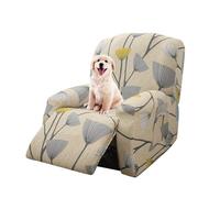 WWQQKJ Funda Universal for Sillón Relajante Reclinable, Funda for Sillón Reclinable de 1 Plaza con Bolsillos, Sillón Elástica Relajante Lavable Extraíble(Foglie Beige)