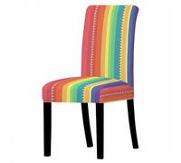 WWQQKJ Fundas de Silla con impresión 3D y Respaldo, elásticas, Resistentes a Las Manchas, Modernas, for Cocina, Hotel, Banquetes y Fiestas, 2/4/6/8/10 Unidades(Strisce Colorate J,4 pezzi)