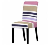 WWQQKJ Fundas de Silla con impresión 3D y Respaldo, elásticas, Resistentes a Las Manchas, Modernas, for Cocina, Hotel, Banquetes y Fiestas, 2/4/6/8/10 Unidades(Strisce Colorate F,2 pezzi)