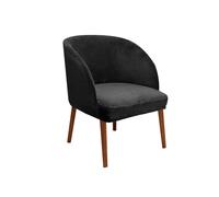 WWQQKJ Fundas elásticas de Terciopelo for Silla con Respaldo Redondo y reposabrazos, 2/4/6 Piezas, for Comedor, Cocina, sillón escandinavo(Black Nero,6PCS)