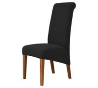 WWQQKJ Fundas elásticas for sillas con Respaldo, Fundas de Silla extraíbles y Lavables, Fundas elásticas de Licra for sillas de Comedor, Hotel y Restaurante(Nero,4ps)