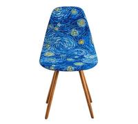 WWQQKJ Fundas for sillas escandinavas, Fundas for sillas de Comedor, Fundas for sillas de Comedor escandinavas, Fundas for sillas de Forma Curva, 4 Piezas, Azul Marino(Cielo Stellato,2 pezzi)