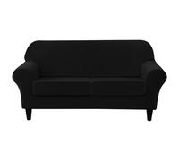 WWQQKJ Juego de Fundas de sofá de 3 Piezas for loveseat, Funda de sofá de 2 plazas con 2 Fundas de cojín de Asiento separadas, Protector seccional de Terciopelo(Noir)