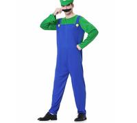 WWQQYY Cosplay Costume, Cosplay Disfraz de Super Brothers, Halloween Carnaval Cosplay Disfraces, Cosplay Disfraz con Sombreros y Bigote para Hombres Damas Niños Niñas, Hombre Verde, M
