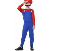 WWQQYY Cosplay Costume, Cosplay Disfraz de Super Brothers, Halloween Carnaval Cosplay Disfraces, Cosplay Disfraz con Sombreros y Bigote para Hombres Damas Niños Niñas, Niños Rojo, S