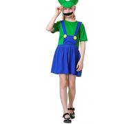 WWQQYY Cosplay Costume, Cosplay Disfraz de Super Brothers, Halloween Carnaval Cosplay Disfraces, Cosplay Disfraz con Sombreros y Bigote para Hombres Damas Niños Niñas, Niñas Verde, S