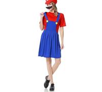 WWQQYY Cosplay Costume, Cosplay Disfraz de Super Brothers, Halloween Carnaval Cosplay Disfraces, Cosplay Disfraz con Sombreros y Bigote para Hombres Damas Niños Niñas, Dama Rojo, M