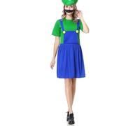 WWQQYY Cosplay Costume, Cosplay Disfraz de Super Brothers, Halloween Carnaval Cosplay Disfraces, Cosplay Disfraz con Sombreros y Bigote para Hombres Damas Niños Niñas, Dama Verde, S