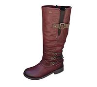WWricotta Botas Altas Mujer Altas - Boots De Media Pierna Corta Zapatos Comodos Mujer Botas Camperas De Mujer Botas De Tacon Alto Mujer Sexy Botas Mujer Baratas Planas Botas De Plataforma De TacóN