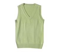 WWricotta Chaleco de Punto con Cuello en V para Adolescentes y niñas, Jersey Informal Escolar, Estilo Preppy