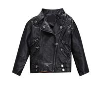 WWricotta Chaqueta de Cuero de PU de Primavera para niña, Abrigo de Motocicleta para niño, Chaqueta de Cuero sintético Chaqueta del