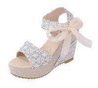WWricotta Cuñas de la de Mujeres Sandalias Floral Flewer Lace Zapatos Arriba Footwear Sandalias Transparentes Planas Cunas Novia