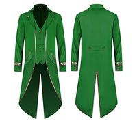 WWricotta Hombre Vintage Slim Medieval Retro Halloween Punk Chaqueta Cosplay Disfraz Borde Dorado Abrigo Chaquetas Pelo Hombre