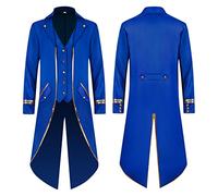 WWricotta Hombre Vintage Slim Medieval Retro Halloween Punk Chaqueta Cosplay Disfraz Borde Dorado Abrigo Chaquetas Pelo Hombre