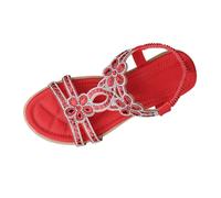 WWricotta Sandalias bohemias de verano para mujer, planas, imitación cuero, tiras en T, chanclas cómodas banda elástica, playa ocio, estilo étnico, punta abierta, vacaciones.
