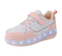 WWricotta Zapatos para niños, Zapatillas de Deporte de Suela Gruesa con Ruedas, Zapatos Ligeros de Moda, Zapatillas de Skate Recargables por USB Zapatos Color Mujer