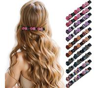 WwuHua Horquillas para el pelo para mujer, 10 unidades con flor de cristal, horquilla con 3 clips, pinza de pelo de doble capa, pinzas para el pelo largo y rizado