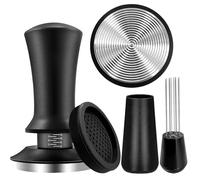 WwuHua Tamper 51 mm, Wdt Tool Espresso Mate, Tampermatte,Tampermatte,Tamper con base ondulada, 0,4 mm Wdt Tool con 8 agujas de espresso, juego de Barista para Barista, soporte de filtro para estación
