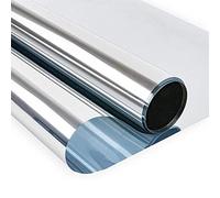 WWYL Película para Ventana Aislamiento de Protección Solar, Vinilo para Ventanas Efecto Espejo Cristal Unidireccional, Película de Protección UV 99% Película de Privacidad (Plata,90x400cm)