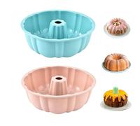 WWYSSZ 2 Piezas Molde Rosco Alto 25cm Molde Silicona Bizcocho Agujero, Moldes Silicona Reposteria, Molde para Antiadherentes, Apto para Lavavajilla, para Pasteles,Gelatinas, Pan,Chocolates(Azul+Rosa)