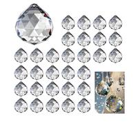 WWYSSZ 30 Piezas Facetado Bola de Cristal Transparentes Colgante, 20mm Atrapasoles Cristal Colgante, Prisma de Bola de Crystal, para Ventanas Feng Shui, Decoración de Lámpara de Casa, Jardín, Boda