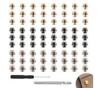 WWYSSZ 72 Piezas Patas para Bolsos, 11 mm Pies de Bolso Remaches de Cuero Espárragos de Cabeza Plana Remaches, con Punzón Hueco y Destornillador, para Bolsos, Cinturones y DIY (Oro, Plata, Negro)