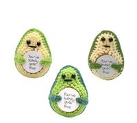 WWZ 3 piezas hechas a mano adorable regalo de 3 pulgadas de aguacate de punto para decoración del hogar, mini muñeca divertida para amigos