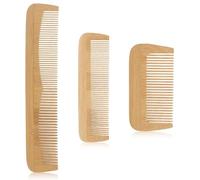 WWZ889 3 peines de madera, peines de dientes finos para mujeres, peines de madera antiestáticos para hombres, peine de bambú natural, juego de peines para cabello liso, cabello rizado, barba
