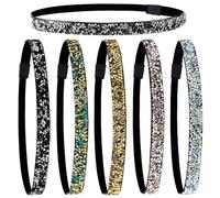 WWZ889 6 diademas de fieltro antideslizantes con purpurina para mujer con diamantes de imitación para deportes y yoga