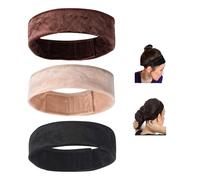 WWZ889 Paquete de 3 bandas de agarre para peluca, diadema de terciopelo, diadema de pelo extra sujeta, ajustable, diadema de algodón elástico