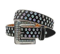 WXBCDS Cinturón de Diamantes de Imitación Cinturón con diamantes de imitación y correa colorida ajustable for mujer y hombre, con tachuelas de diamantes for jeans.(115CM,Black 02)