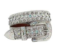 WXBCDS Cinturón de Diamantes de Imitación Cinturones con diamantes de imitación y correa brillante for mujer y hombre, con cristales tachonados, estilo vaquero.(115CM,Silver)