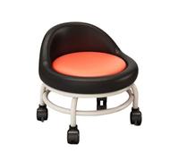 WXBCDS Taburete Pedicura Taburete bajo Redondo Multiusos con Ruedas, Taburete con polea for Maquillaje y Respaldo for Garaje, peluquería, Biblioteca, salón y Oficina(Black Red)