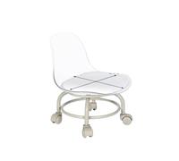 WXBCDS Taburete Pedicura Taburete pequeño for el hogar con Respaldo y Rueda Universal, Banco Blando, Silla pequeña, polea, Taburete bajo(Acrylic White)