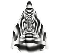 WXBHHJN Capa abstracta de pasillo de mareos para Halloween, Navidad, con capucha, capa negra y blanca para fiesta de cosplay de vampiro, parca, mago, bruja, cosplay