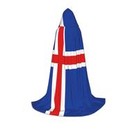 WXBHHJN Capa con capucha con estampado de la bandera de Islandia, capa de disfraz de mago unisex para Halloween, cosplay y fiestas temáticas, Negro, S