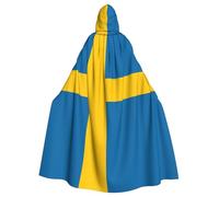 WXBHHJN Capa de bandera sueca para Halloween y Navidad con capucha, capa blanca y negra para fiesta de cosplay de vampiro, parca, mago, bruja, cosplay