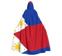 WXBHHJN Capa de la bandera de Filipinas para Halloween, Navidad, con capucha, capa negra y blanca para cosplay de vampiro, parca, mago, bruja
