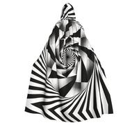 WXBHHJN Capa de líneas geométricas irregulares para Halloween, Navidad, con capucha, capa negra y blanca para fiesta de cosplay de vampiro, parca, mago, bruja, cosplay
