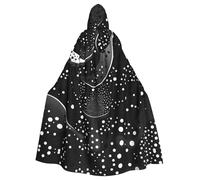 WXBHHJN Capa de lunares blancos y negros para Halloween, Navidad, con capucha, capa negra y blanca para fiesta de cosplay de vampiro, parca, mago, bruja, cosplay