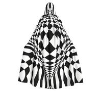 WXBHHJN Capa de rejilla de ilusión óptica 3D para Halloween, Navidad, con capucha, capa negra y blanca para fiesta de cosplay de vampiro, parca, mago, bruja, cosplay