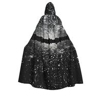 WXBHHJN Capa negra de cielo nocturno para Halloween, Navidad, con capucha, capa negra y blanca para fiesta de cosplay de vampiro, parca, mago, bruja, cosplay