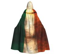 WXBHHJN Capa retro de bandera irlandesa para Halloween, Navidad, con capucha, capa negra y blanca para fiesta de cosplay de vampiro, parca, mago, bruja, cosplay