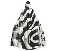 WXBHHJN Capa verde mar para Halloween, Navidad, con capucha, capa negra y blanca para fiesta de cosplay de vampiro, parca, mago, bruja, cosplay, Esquema de color blanco y negro, One Size