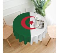 WXBHHJN Mantel redondo con estampado de la bandera de Argelia, manteles lavables a prueba de derrames para comedor, camping, interiores y exteriores (manteles redondos de tela de 60 pulgadas, negro)