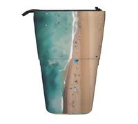 WXCJWD Aerial View of The Beach Pencil - Estuche telescópico retráctil portátil para maquillaje y caja de almacenamiento de papelería, adecuado para entornos de oficina