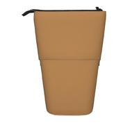 WXCJWD Bolsa de maquillaje portátil retráctil de color marrón sólido para lápices y caja de almacenamiento de papelería, adecuada para entornos de oficina