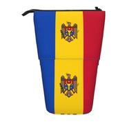 WXCJWD Bolsa de maquillaje y caja de almacenamiento de papelería, telescópica, retráctil, con diseño de bandera de Moldavia, adecuada para entornos de oficina